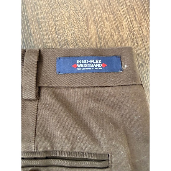 Roundtree & Yorke Mens Brown Pleated Classic Fit Pants 38x34 Inno-Flex Waistband - Picture 3 of 4